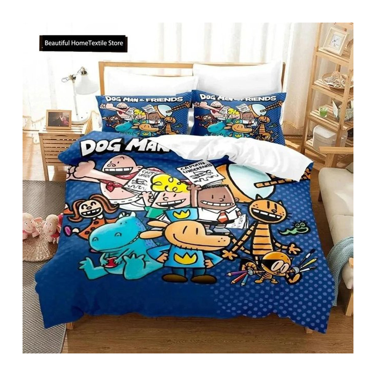 Creative homewares Bettwäsche-Set mit 3D-Druck Cartoon Hund für Kinderzimmer, bestehend aus Bettdecke, Bettbezug und Kissenbezug, Größe: 140 x 210 cm - Bild 1