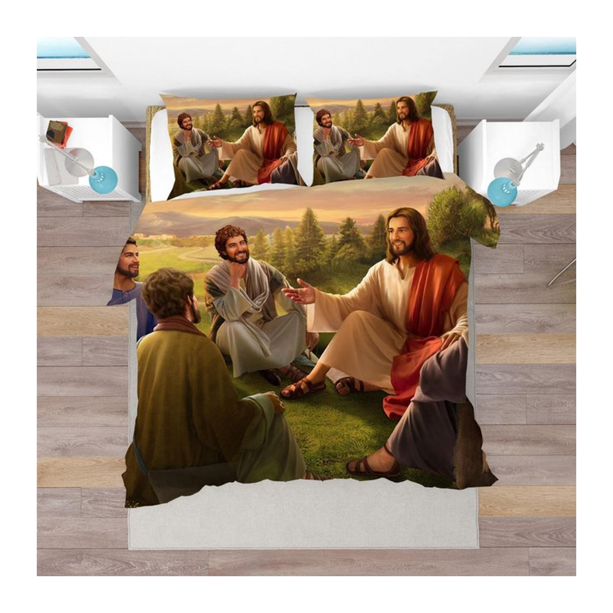 Creative Homewares Bettwäscheset Jesus Christus Königin Blaugrün Polyester, B/H: 135 x 200 cm - Bild 1