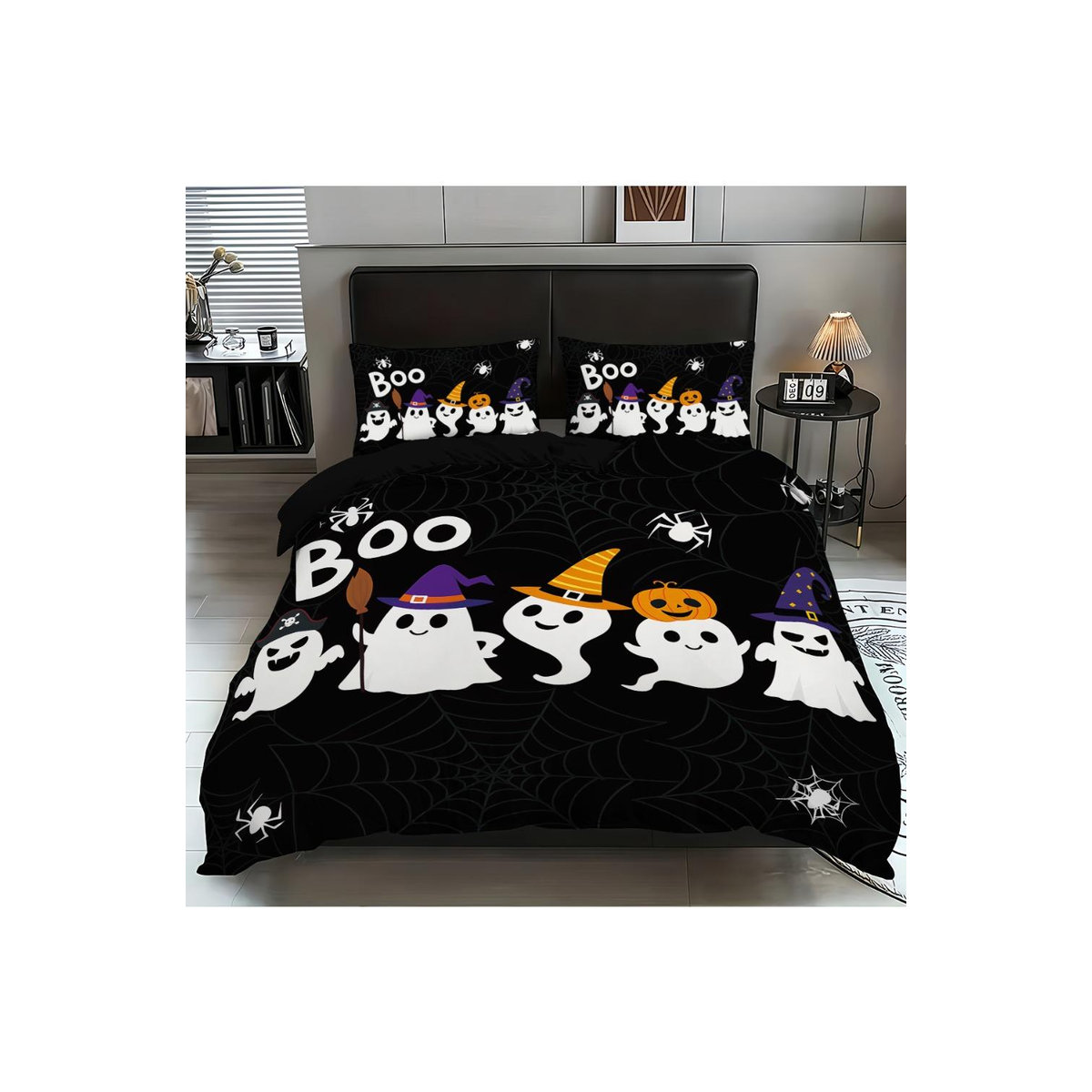 Creative Homewares Halloween Bettwäsche-Set mit süßen Geistern, 3D-Druck, 3-teilig, B: 135 cm, L: 200 cm - Bild 1