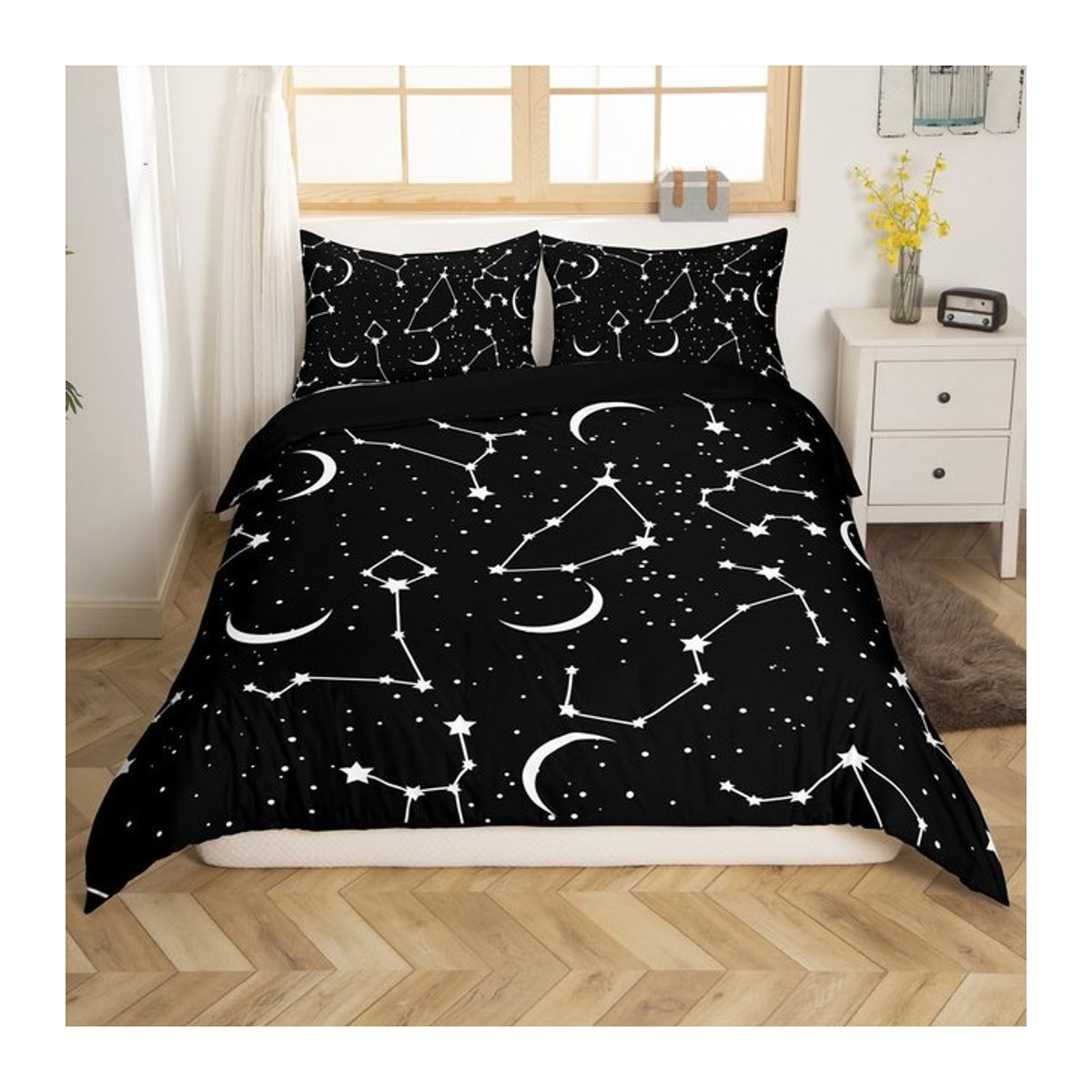 Creative Homewares Mond Bettwäsche Set mit 1 Bettbezug und 2 Kissenbezügen, Single, B/H: 140 x 210 cm - Bild 1