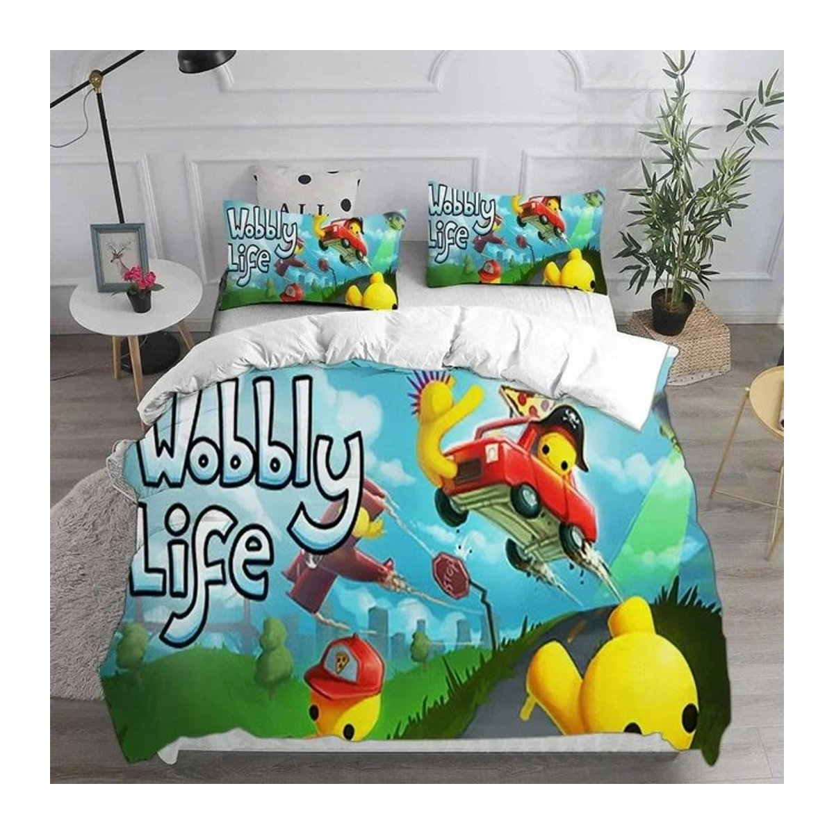 Creative Homewares Wobbly & Life Bettwäsche-Set mit Kissenbezug, Multicolor, B/H: 200 x 230 cm - Bild 1