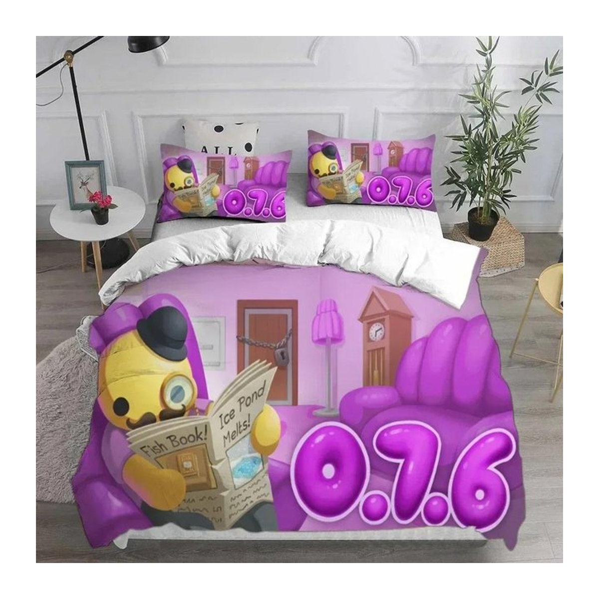 Creative Homewares Wobbly & Life Bettwäsche-Set mit Kissenbezügen, 3-teilig, Queen/King Size, B/H: 200 x 230 cm - Bild 1