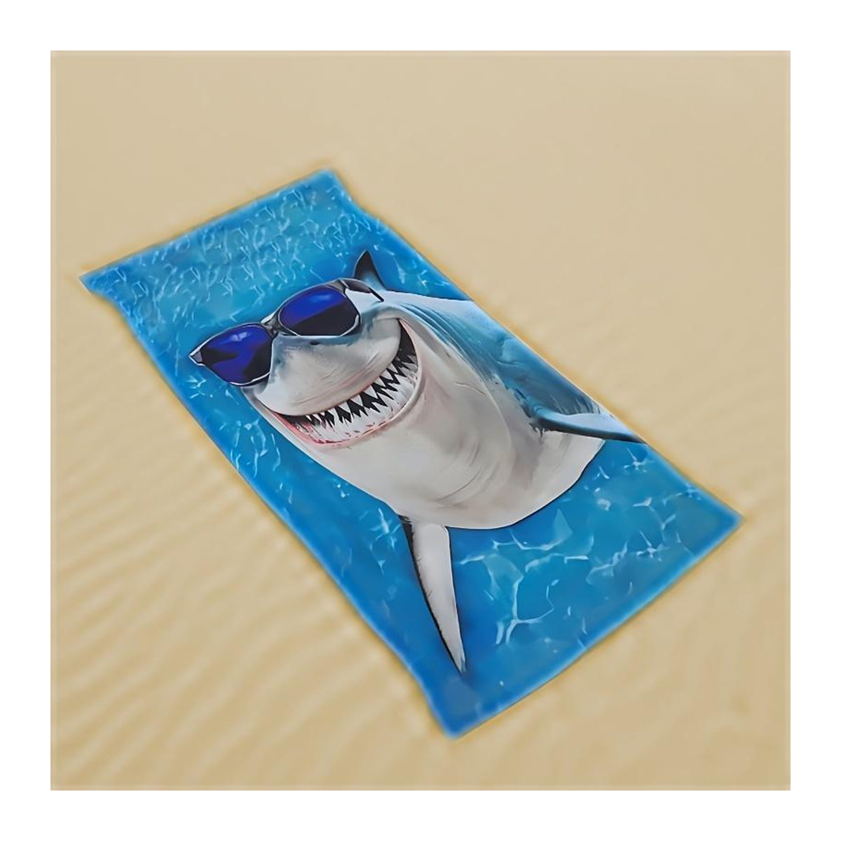 Creative Man Strandtuch mit Hai-Motiv aus Mikrofaser, schnelltrocknend, B: 40 cm, H: 60 cm - Bild 3
