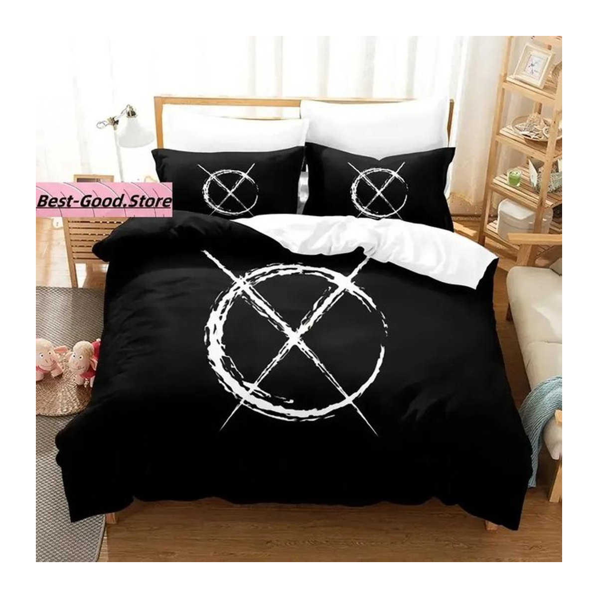 Creepypasta Bettwäscheset mit 3D-Druck für Einzelbetten, 3-teiliges Bettset für Erwachsene und Kinder, B/B: 135 x 200 cm - Bild 1