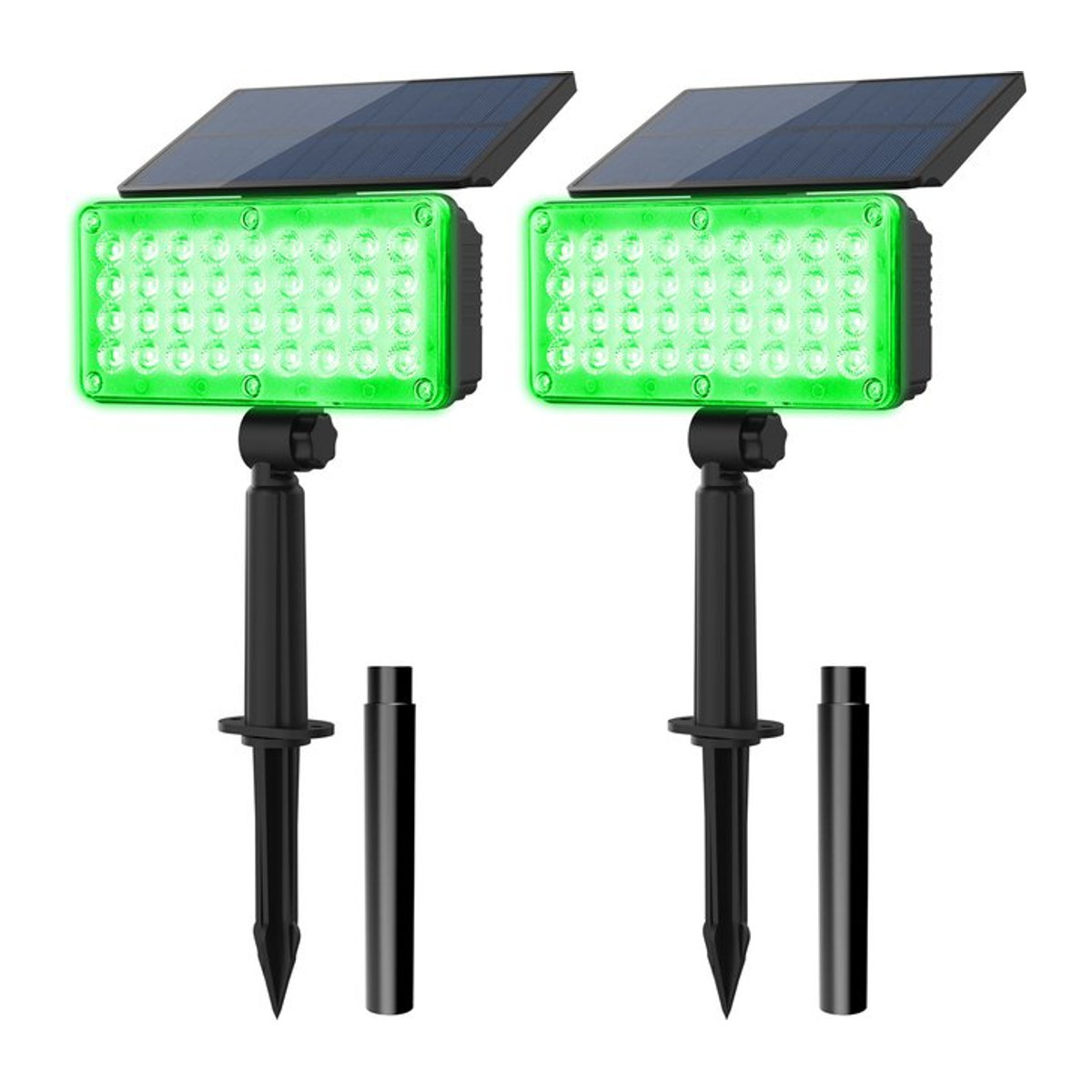 Crepow 2er Set Solar Außenstrahler LED Landschaftsbeleuchtung Modern Grün Wasserdicht - Bild 1