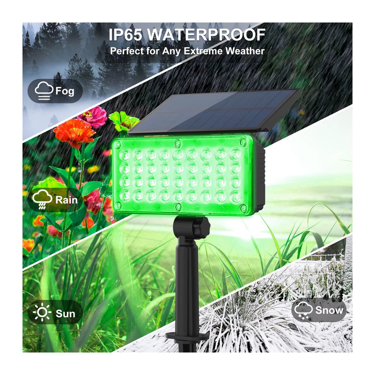 Crepow 2er Set Solar Außenstrahler LED Landschaftsbeleuchtung Modern Grün Wasserdicht - Bild 2