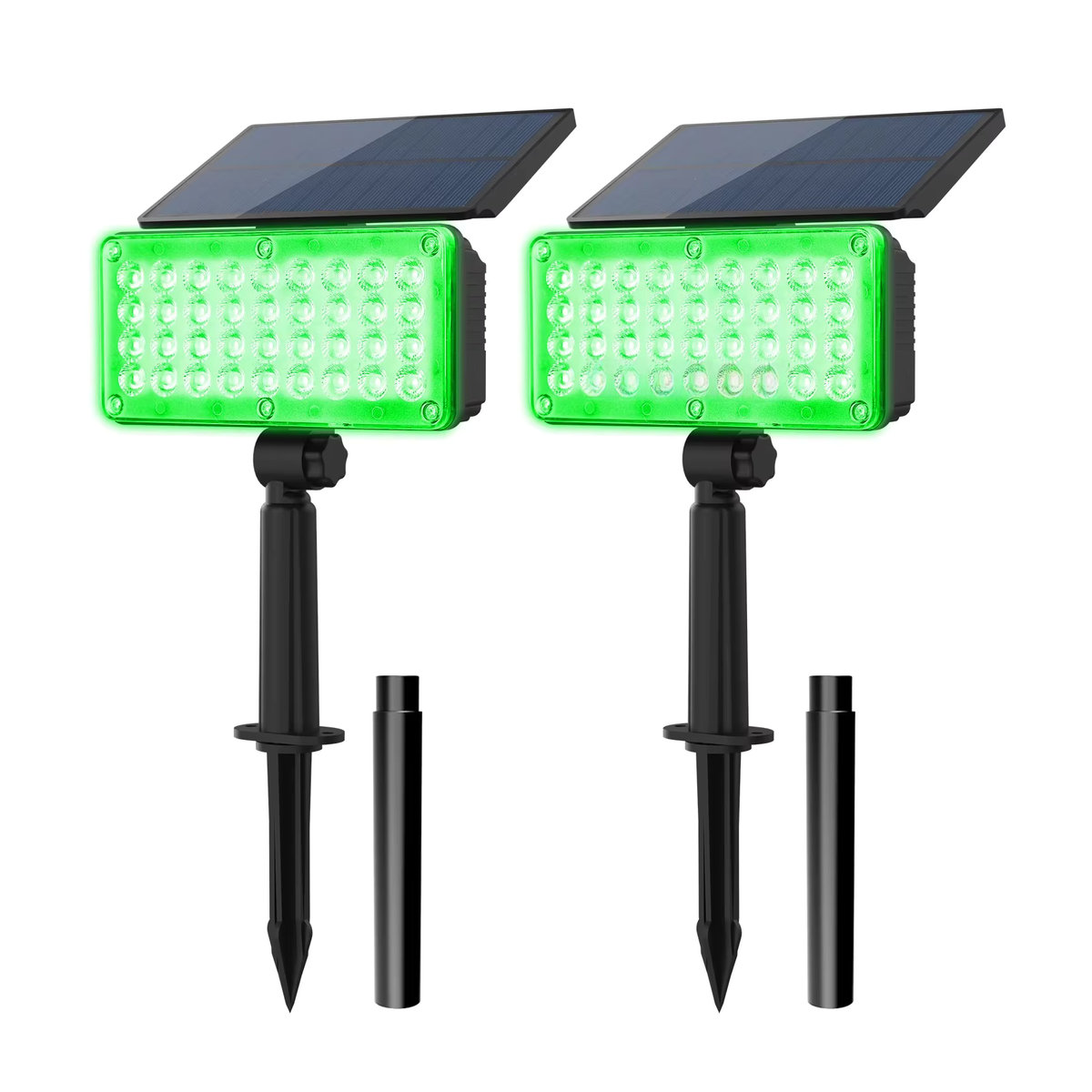 Crepow 2er Set Solar Außenstrahler LED Landschaftsbeleuchtung Modern Grün Wasserdicht - Bild 7