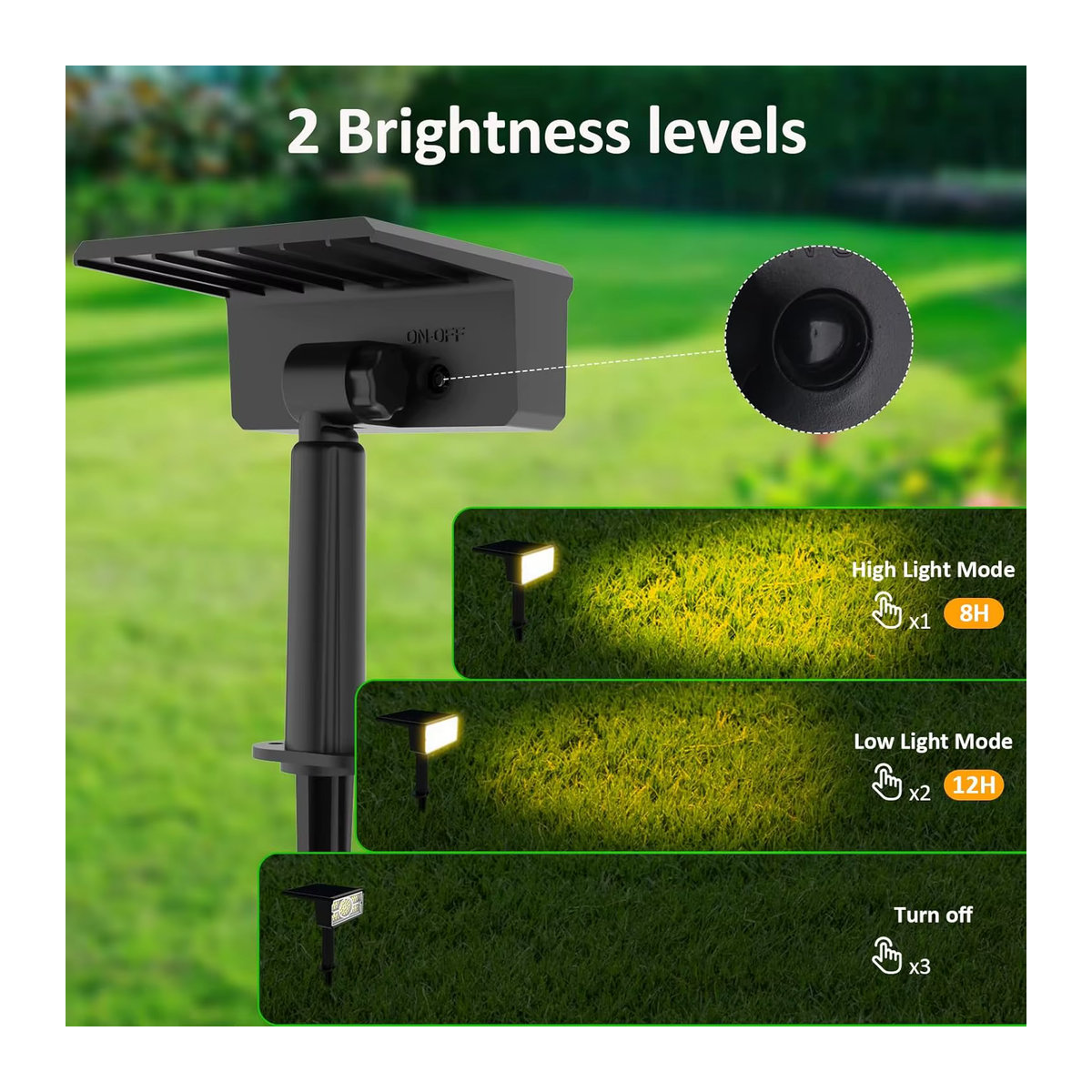 Crepow 4er Set Solar LED Gartenleuchten IP65 wasserdicht warmweiß für Garten und Landschaft - Bild 3