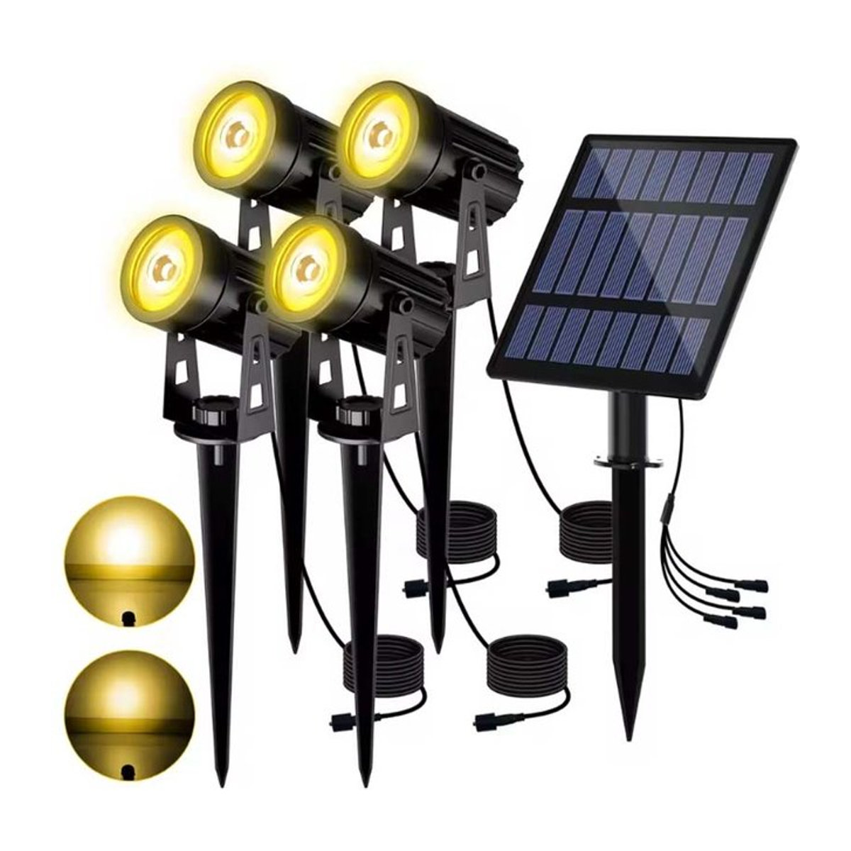 Crepow Solar Wandleuchte mit 4 LED in Warmweiß, IP65 Wasserdicht, Schwarz - Bild 1