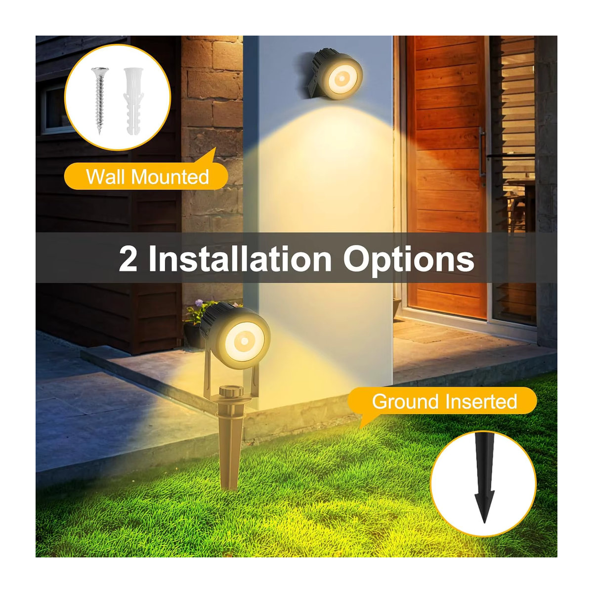 Crepow Solar Wandleuchte mit 4 LED in Warmweiß, IP65 Wasserdicht, Schwarz - Bild 3