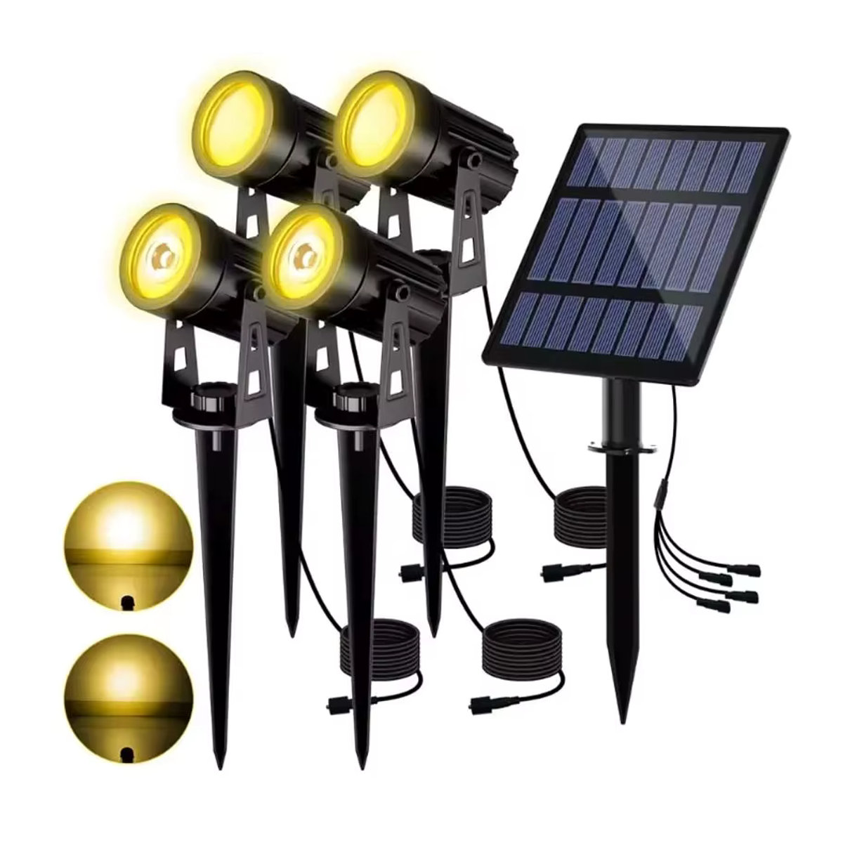 Crepow Solar Wandleuchte mit 4 LED in Warmweiß, IP65 Wasserdicht, Schwarz - Bild 7