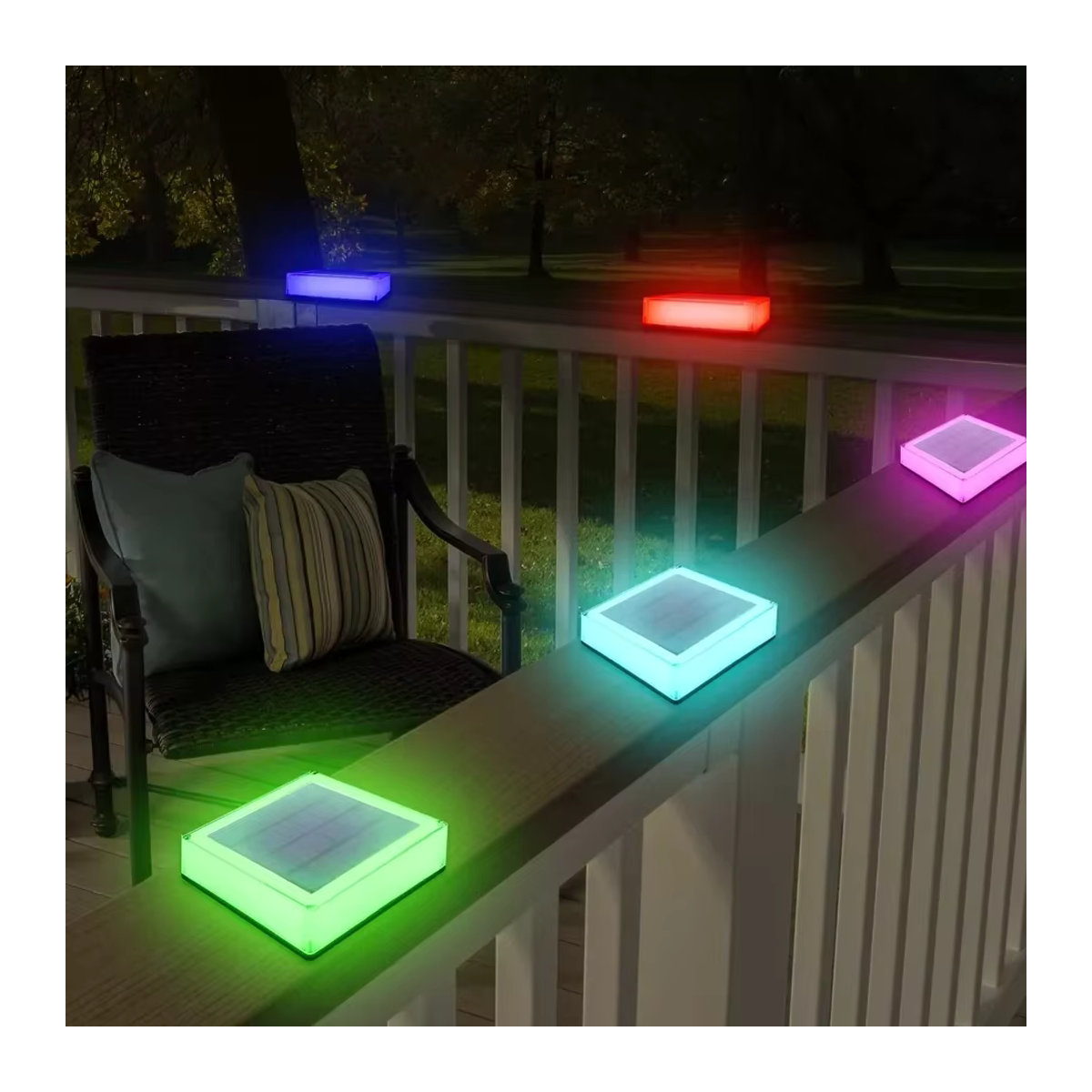 Crepow Solarleuchte LED Garten Dekoration mit 7 Farben für Zaun und Terrasse Bunt - Bild 5