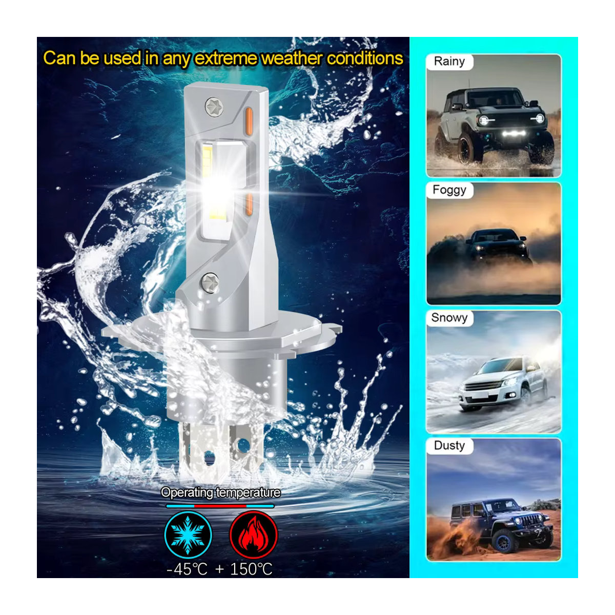 CROSSSUNAI LED Motorrad Scheinwerfer Birne mit CSP-Technologie und Turbo-Lüfter für Abblendlicht und Fernlicht H4 H7 H11 H9 H8 9005 9003 HB2 12V - Bild 3