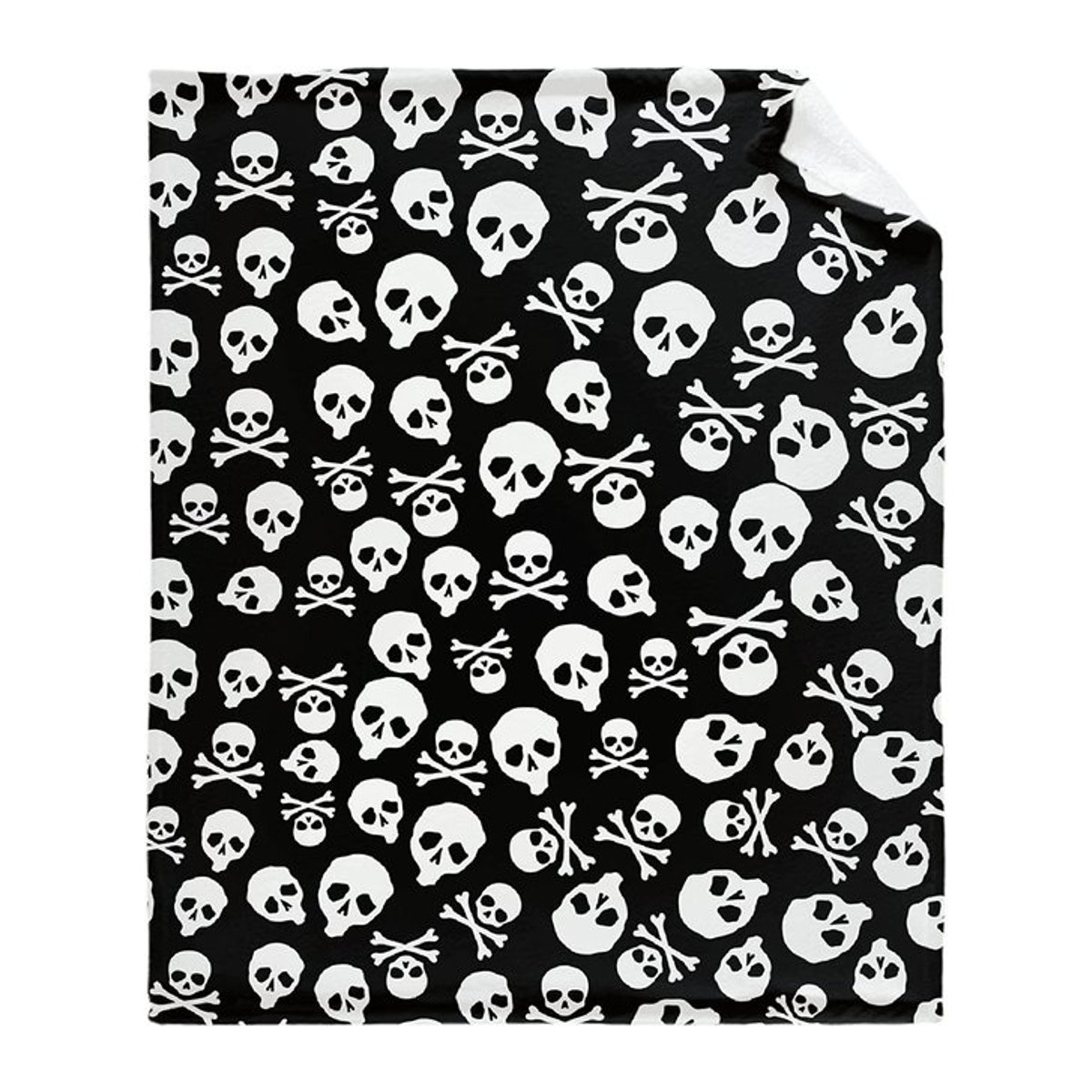 Cryfox Halloween Decke mit Schädel- und Knochenmuster aus Fleece in Schwarz - Bild 1