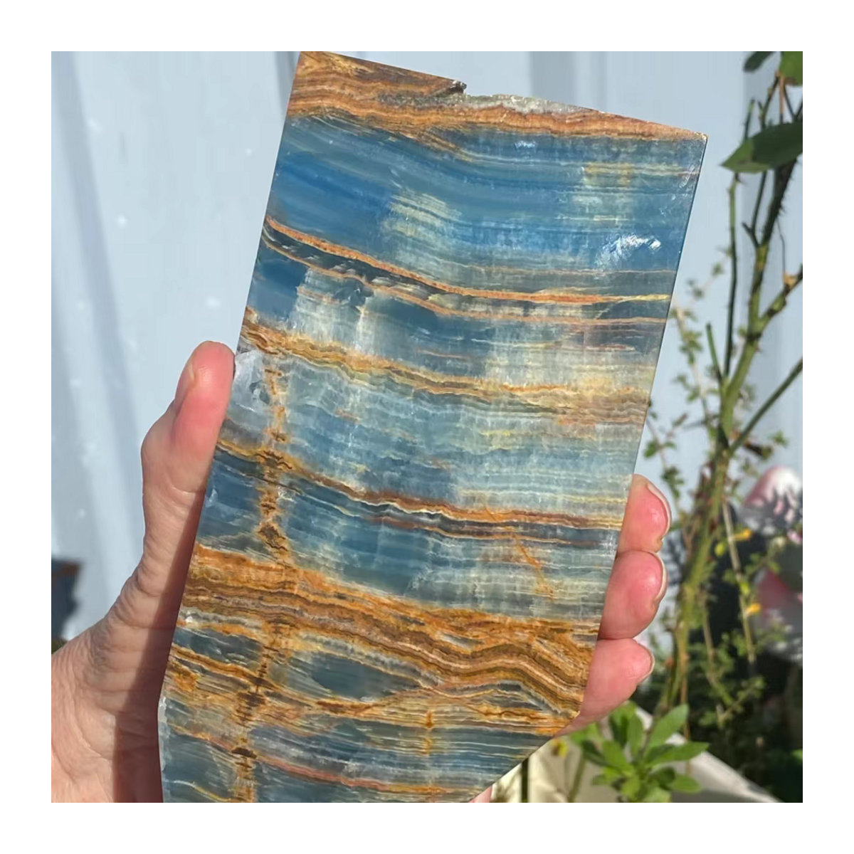 CrystalHola Blaue Achat- und Schiefer-Mineralscheibe im böhmischen Stil, unregelmäßige Achatscheibe für Heimwerkerarbeiten - Bild 2
