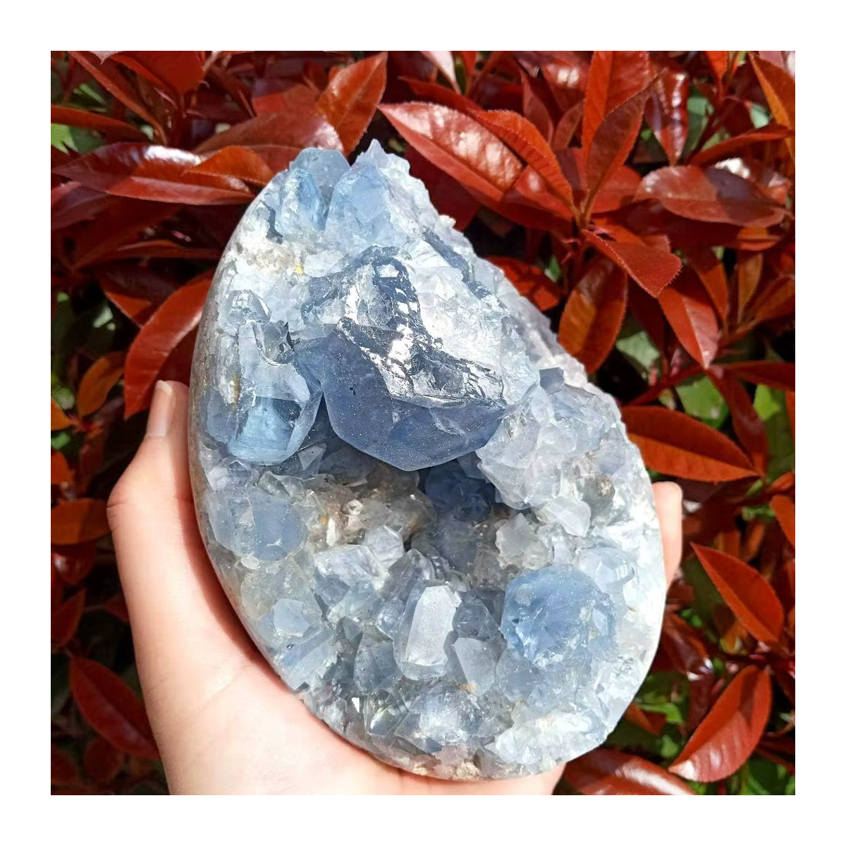 CrystalHola Blauer Calcit Kristallquarz Cluster Geode in Freiform - Bild 2