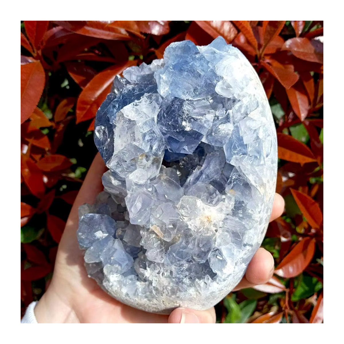 CrystalHola Blauer Calcit Kristallquarz Cluster Geode in Freiform - Bild 3