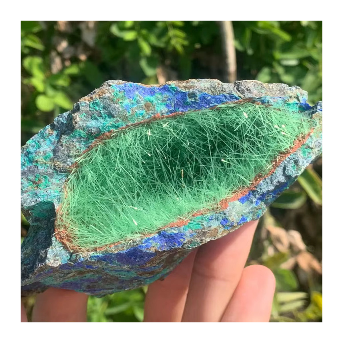 CrystalHola Böhmischer Azurit-Quarz-Synthetik Blockkristall in Türkis und Rostorange, freie Form - Bild 2