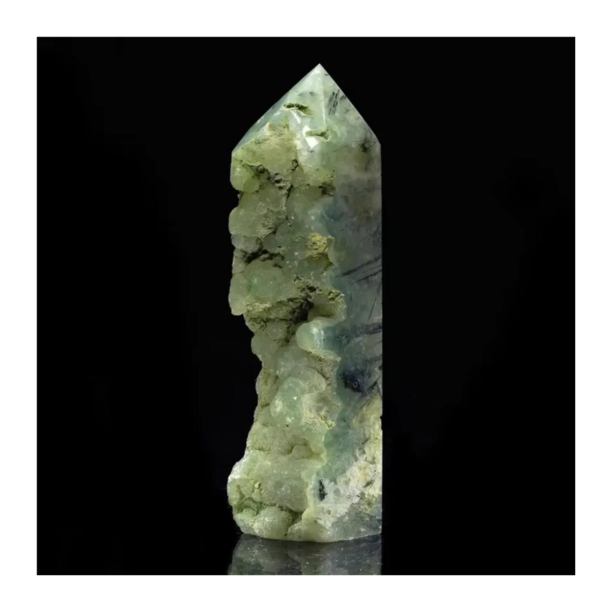 CrystalHola Prehnit-Achat-Druzy-Exemplarturm in Grün, unregelmäßige Druzy-Säule für Sammler - Bild 2