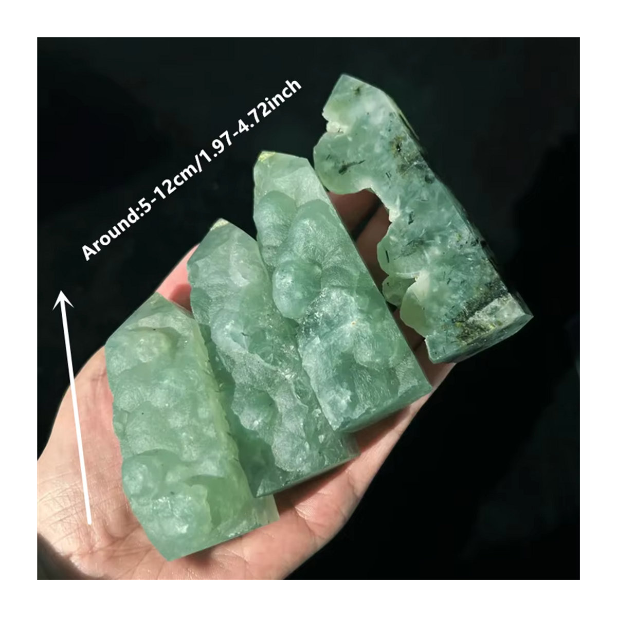 CrystalHola Prehnit-Achat-Druzy-Exemplarturm in Grün, unregelmäßige Druzy-Säule für Sammler - Bild 3