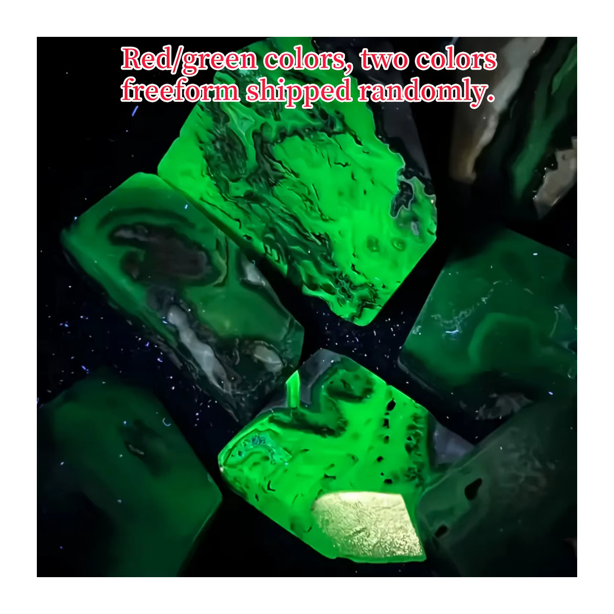 CrystalHola UV-reaktiver vulkanischer Achat-Kristall in Rot und Grün mit schwarzen Flecken, Freiform-Edelstein zur Dekoration - Bild 2