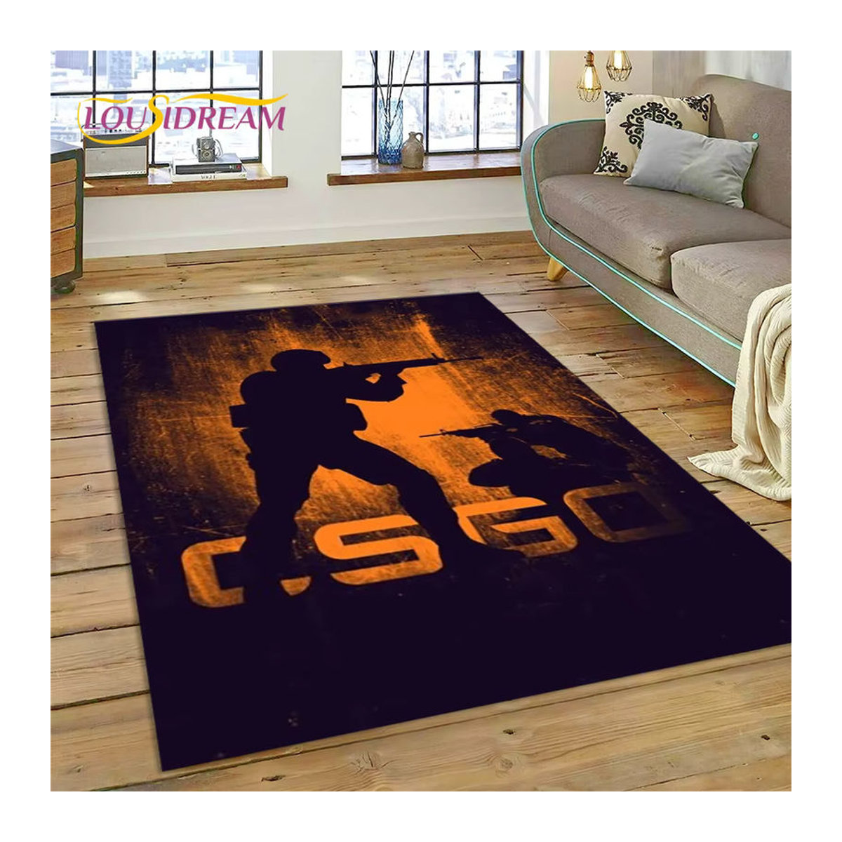 CS GO Counter Strike Gamer HD-Teppich als rutschfeste Bodenmatte für Wohnzimmer und Schlafzimmer - Bild 2