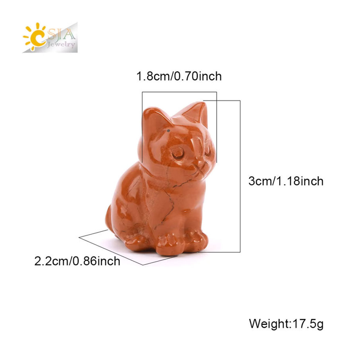 CSJA Handgeschnitzte Katze aus Naturstein als Dekoration aus Tigerauge und Rosenquarz in Braun und Rosa - Bild 4