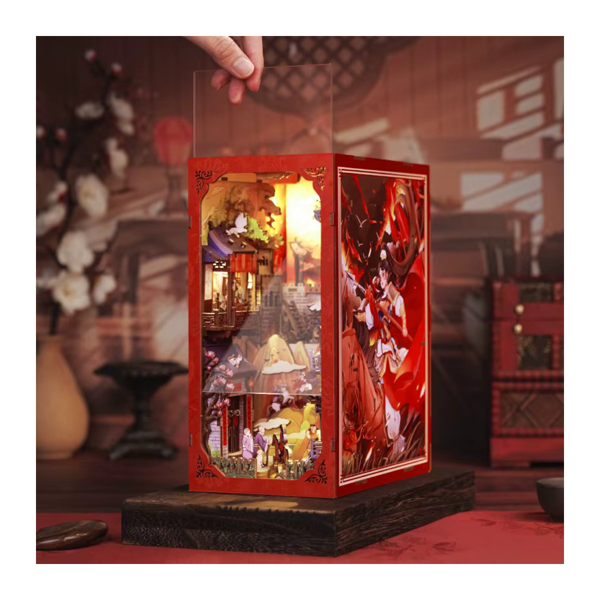 CUTEBEE Buchecke aus Holz im chinesischen Stil The Legend of Mulan, mehrfarbig - Bild 4
