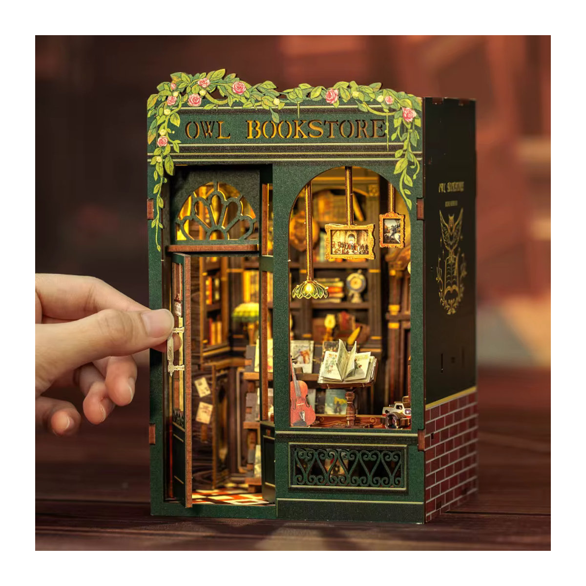 CUTEBEE DIY Book Nook Kit Miniatur-Puppenhaus aus Holz in Braun im Vintage-Design mit Bookshop-Serie - Bild 2