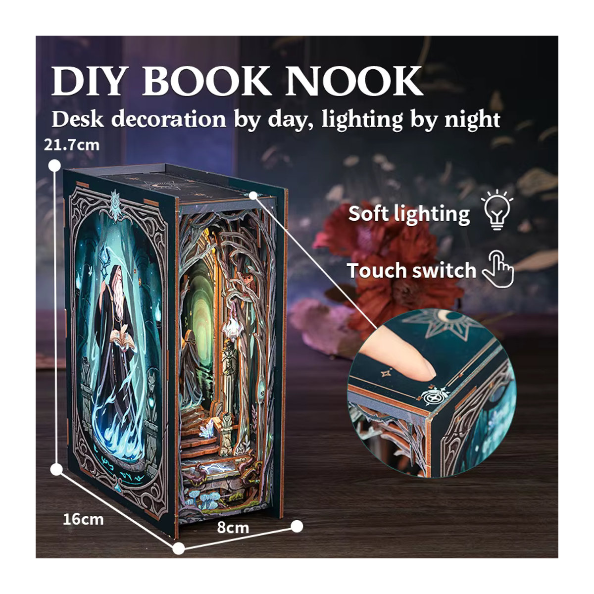 CUTEBEE DIY Book Nook Kit Tor des Wunderlandes Miniatur Puppenhaus aus Holz in Mehrfarbig - Bild 4