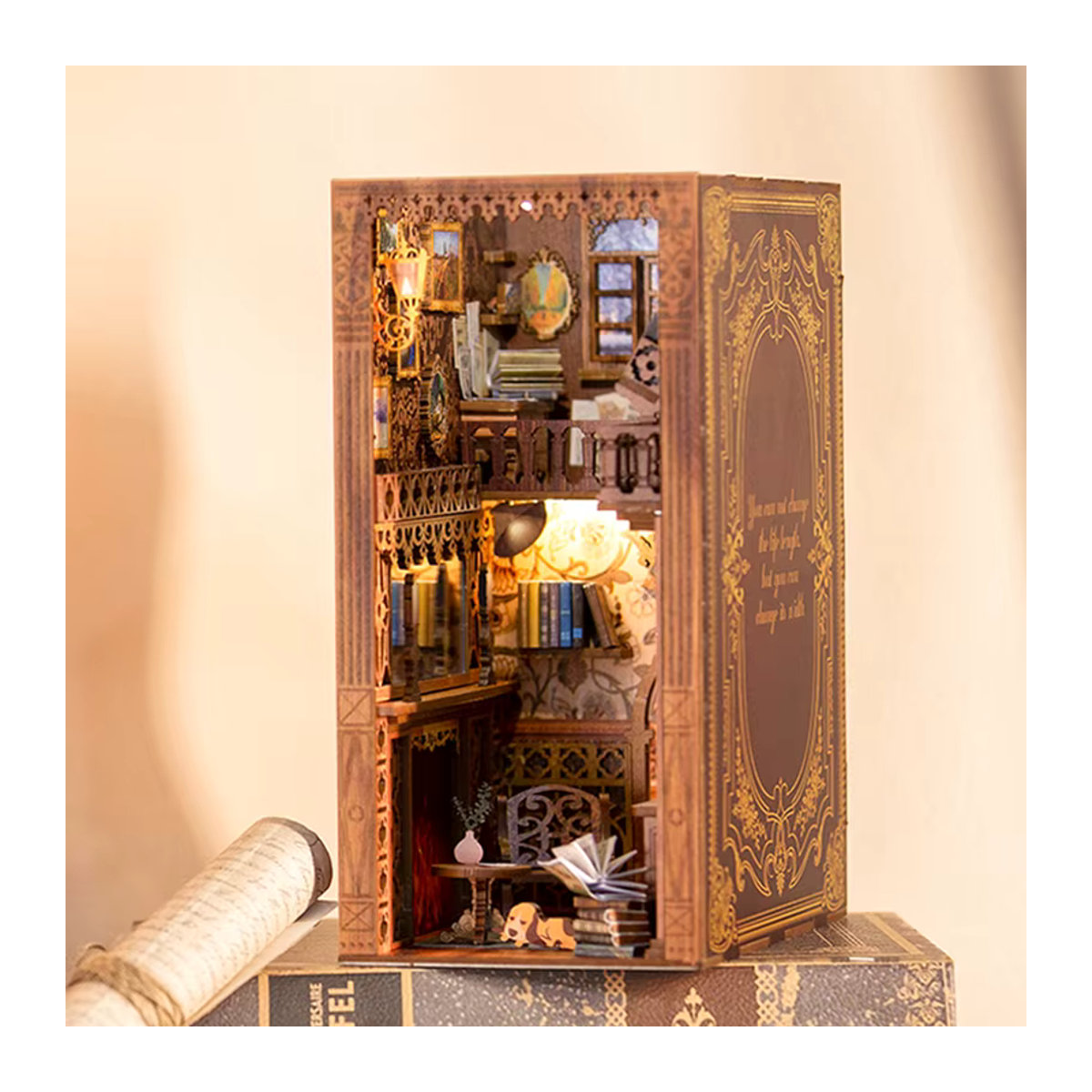 CUTEBEE DIY Miniatur-Puppenhaus Ewige Bibliothek als Modellbau-Set aus Holz in mehrfarbigem Vintage-Design - Bild 4