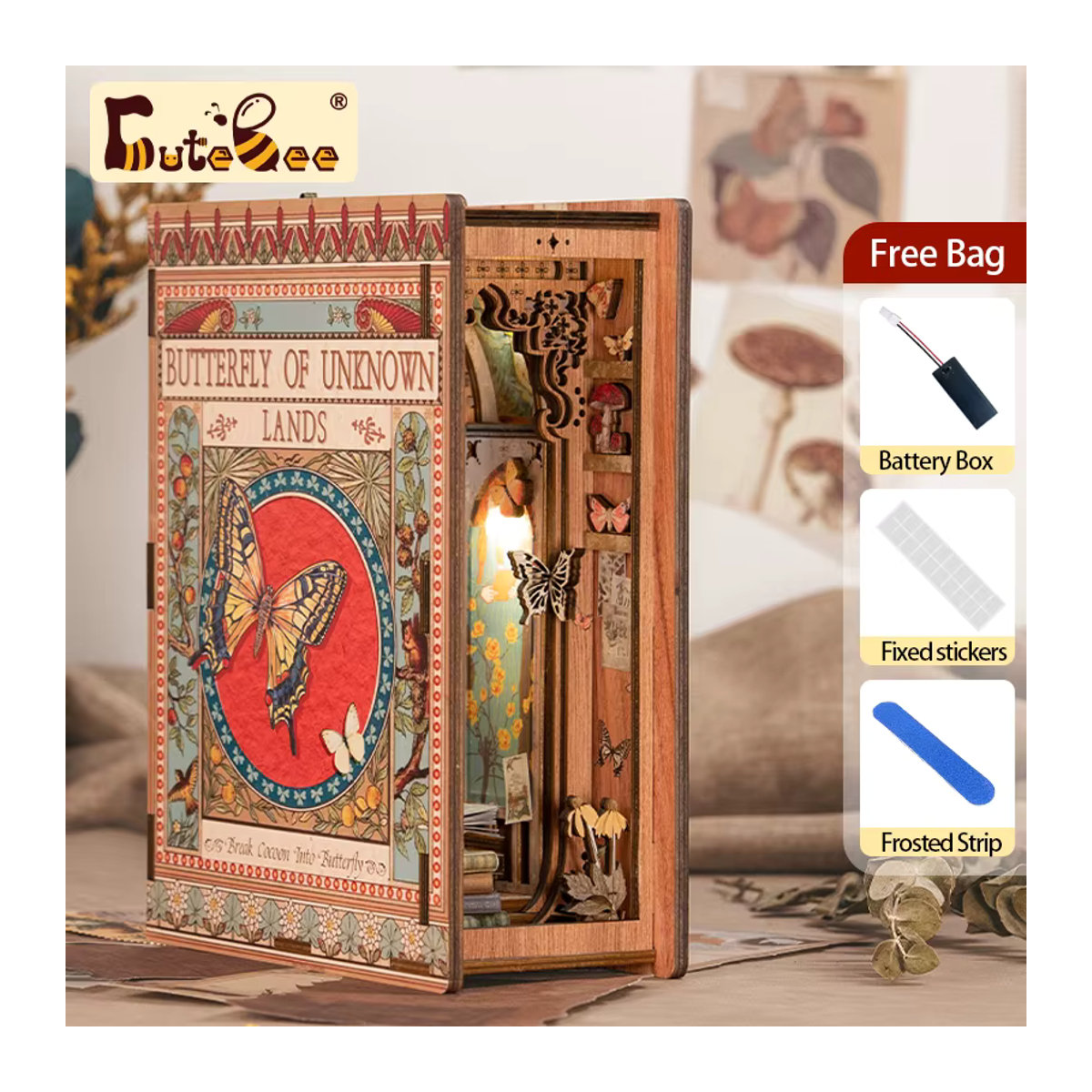 CUTEBEE DIY Miniatur-Puppenhaus Ewige Bibliothek als Modellbau-Set aus Holz in mehrfarbigem Vintage-Design - Bild 5