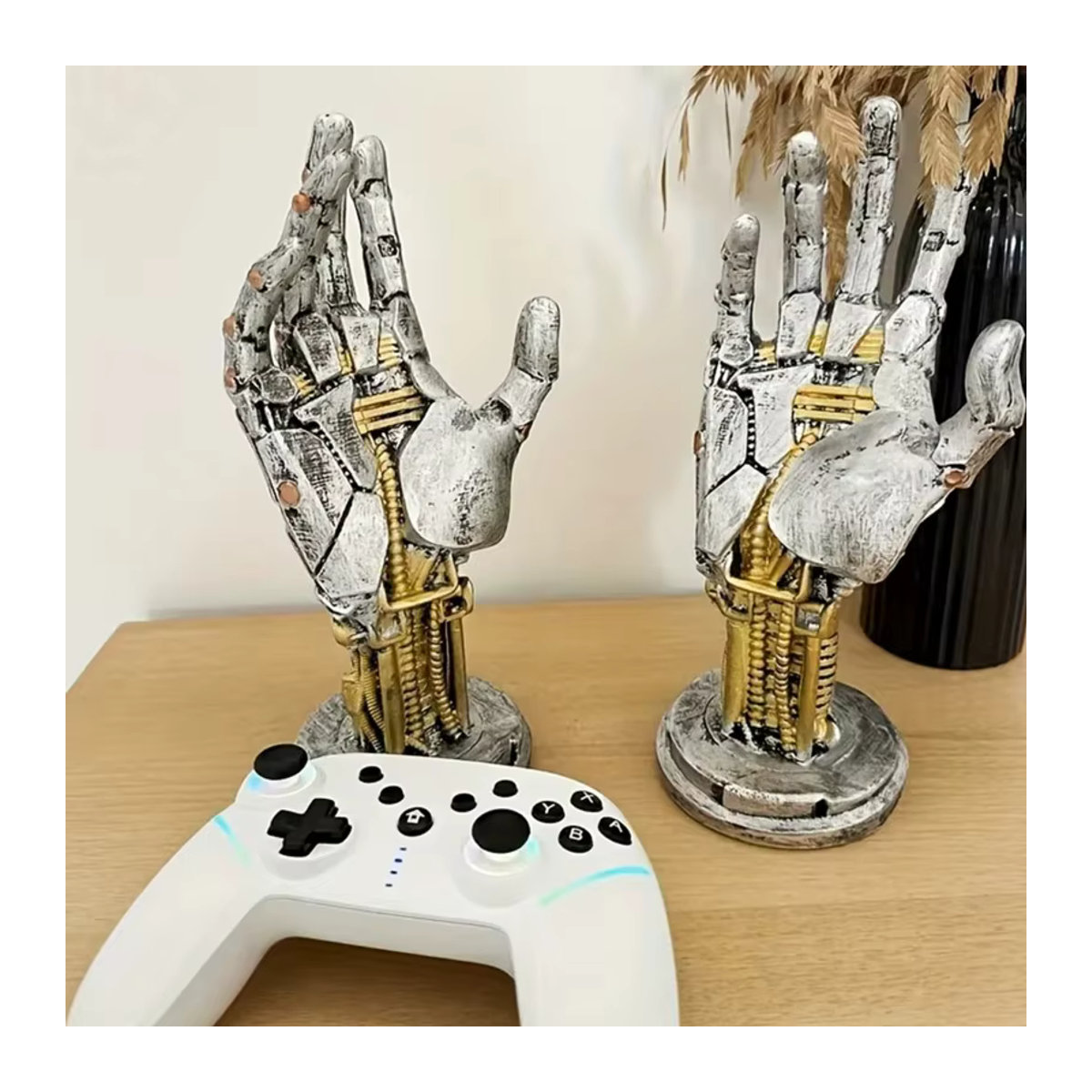 Cyberpunk Roboterhand DUTRIEUX Dekorationsfigur aus Harz in Silber für Gaming Desktop und Halloween - Bild 2
