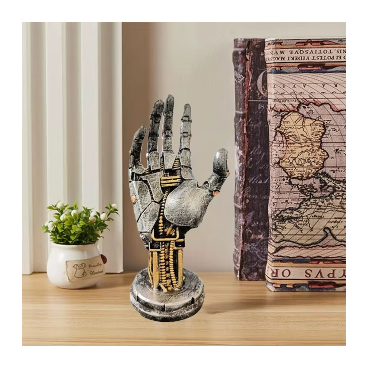 Cyberpunk Roboterhand DUTRIEUX Dekorationsfigur aus Harz in Silber für Gaming Desktop und Halloween - Bild 3