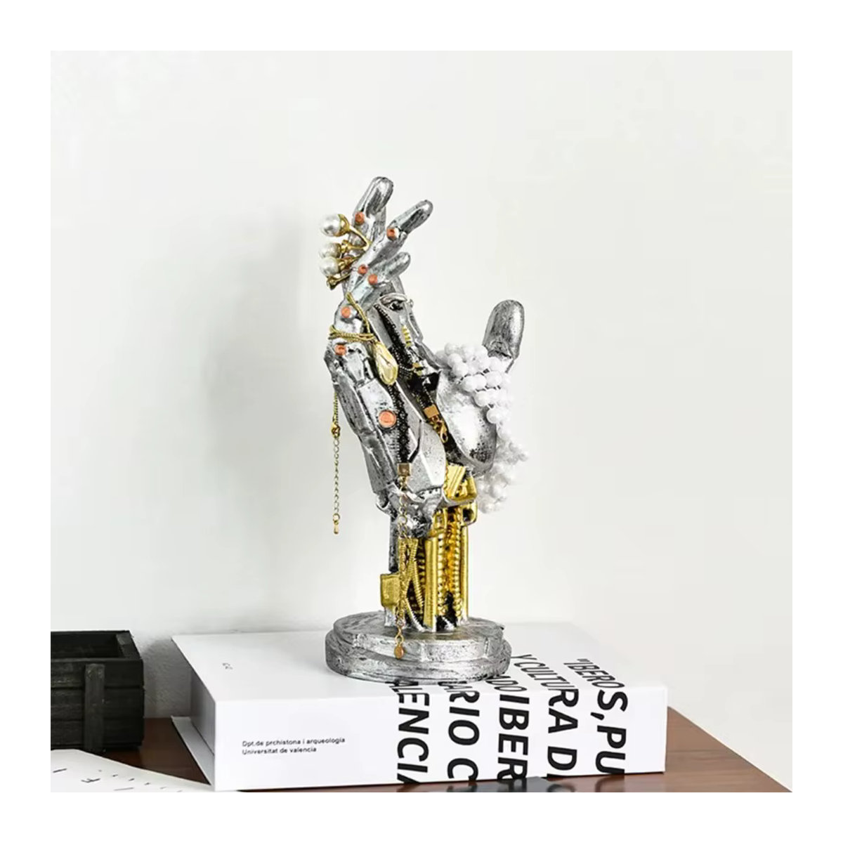 Cyberpunk Roboterhand DUTRIEUX Dekorationsfigur aus Harz in Silber für Gaming Desktop und Halloween - Bild 4
