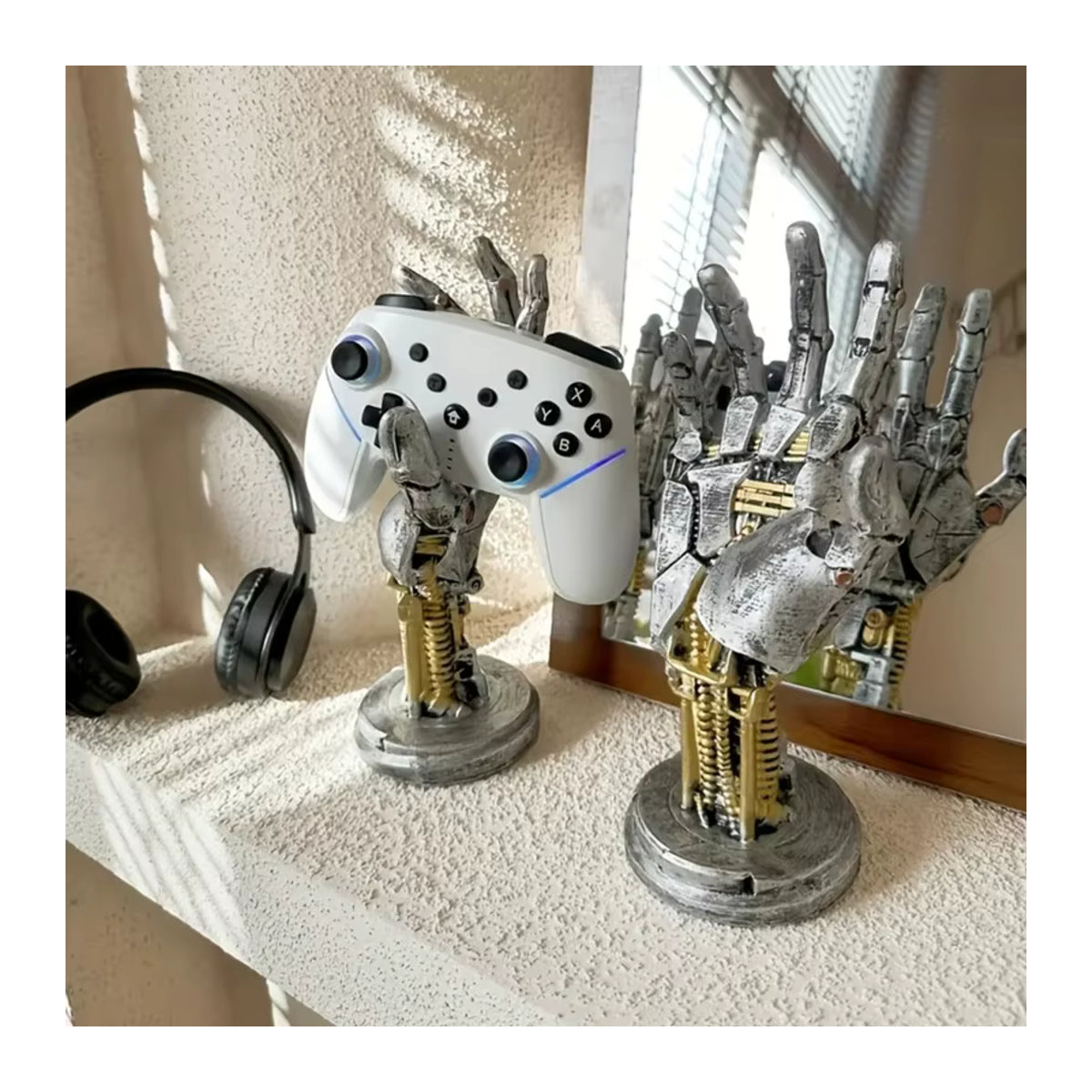 Cyberpunk Roboterhand DUTRIEUX Dekorationsfigur aus Harz in Silber für Gaming Desktop und Halloween - Bild 5