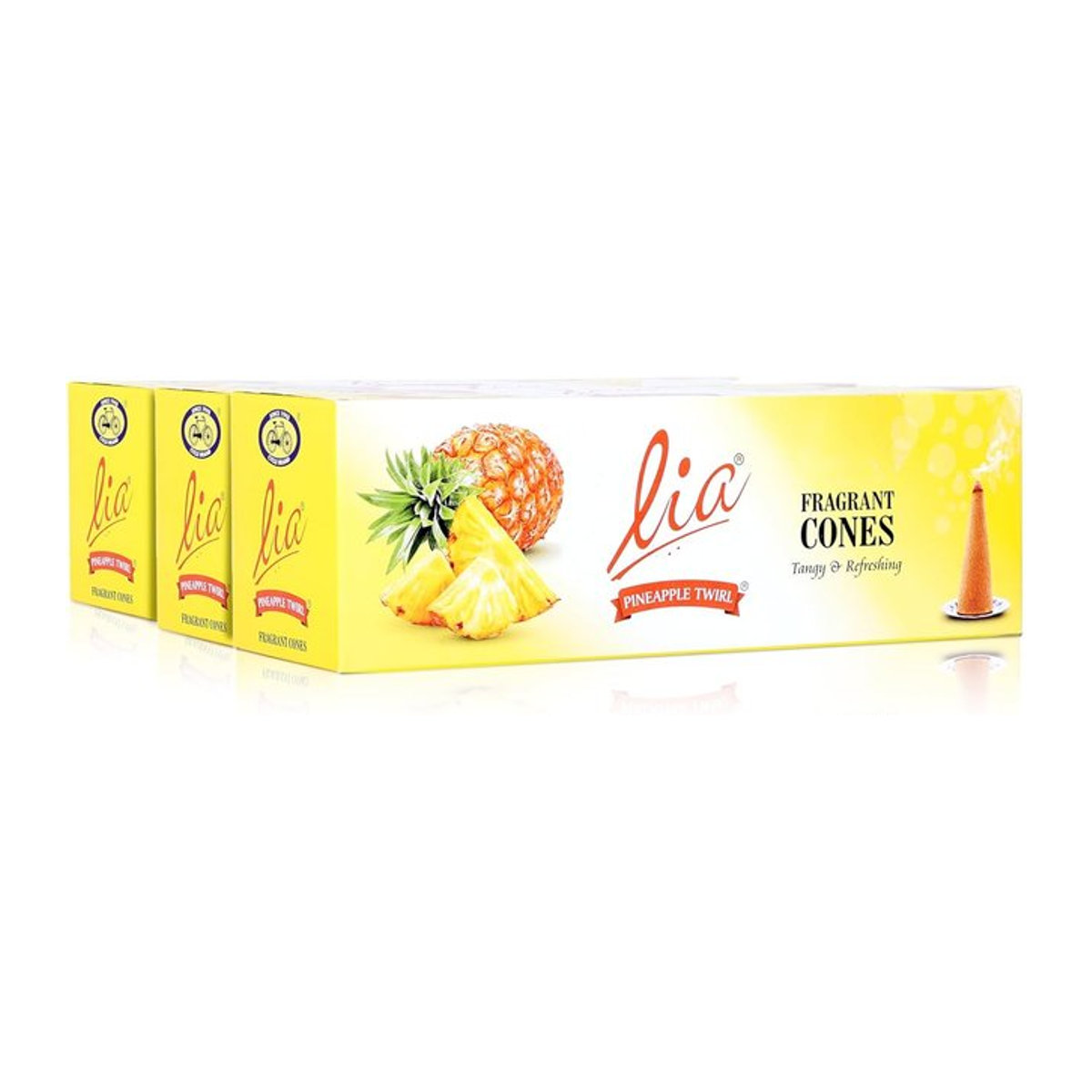 Cycle Pure Lia Ananas-Wirbel Duftende Trockene Dhoop-Kegel, 3 Packungen mit je 64 Kegeln, Fruchtig, Gelb - Bild 1