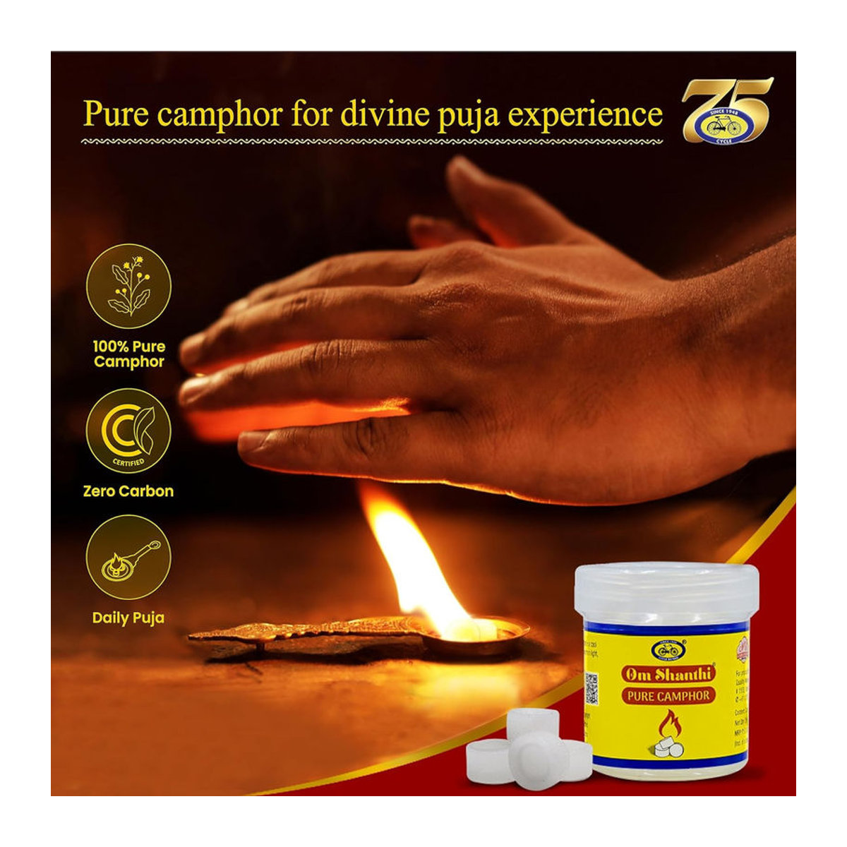 Cycle Pure Om Shanthi Kampfertabletten Gelb für Puja-Rituale und Havan 110 Stück - Bild 3