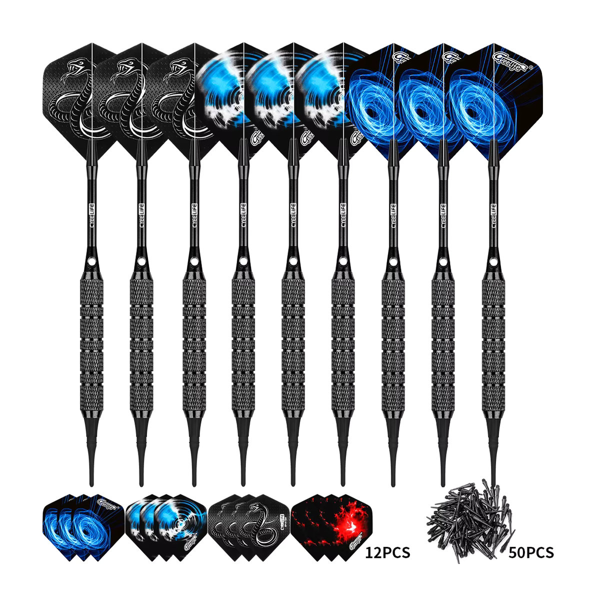 CyeeLife Soft Tip Darts Set für elektronische Dartscheiben, Bunt, 9 oder 12 Teile - Bild 4