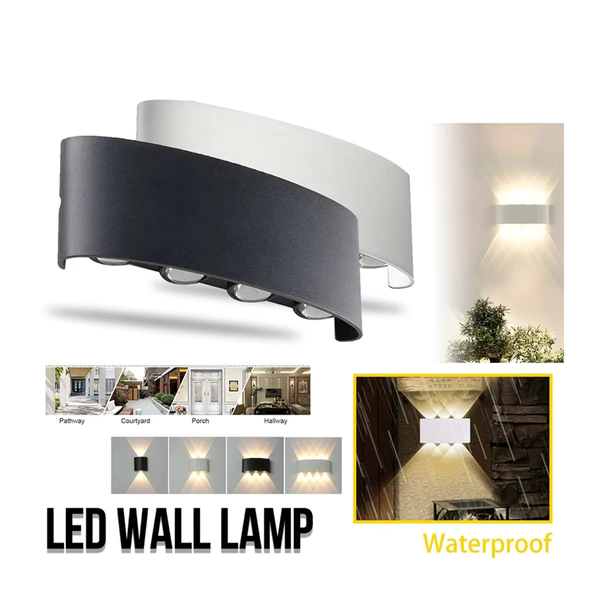 CYLRDXK LED-Wandleuchte IP65 wasserdicht für Innen- und Außenbereiche mit integriertem LED - Bild 2