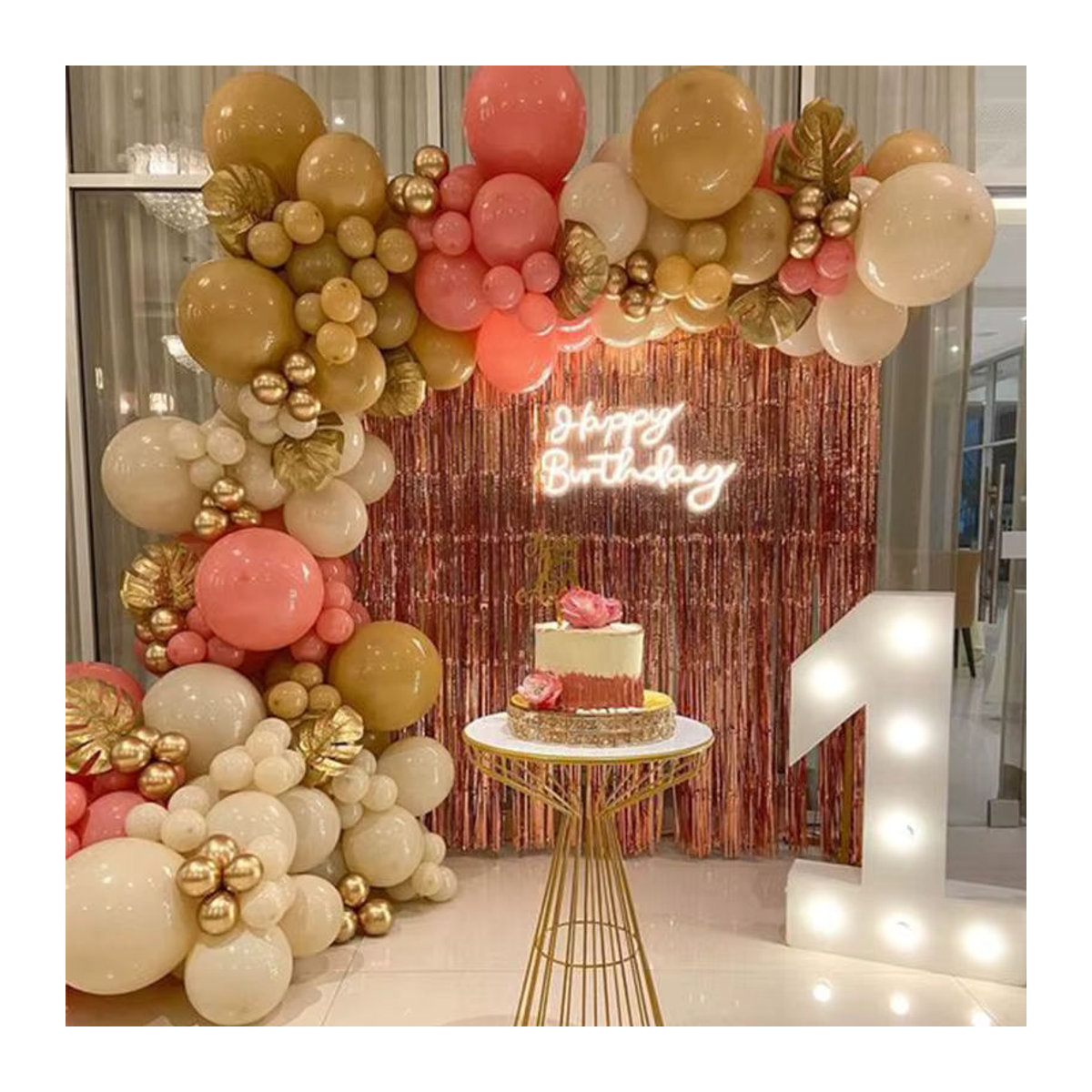 Cyuan Ballonbogen Girlande Set in Rosa, Gold, Weiß und Metallic Magenta für deine Geburtstagsdekoration - Bild 1