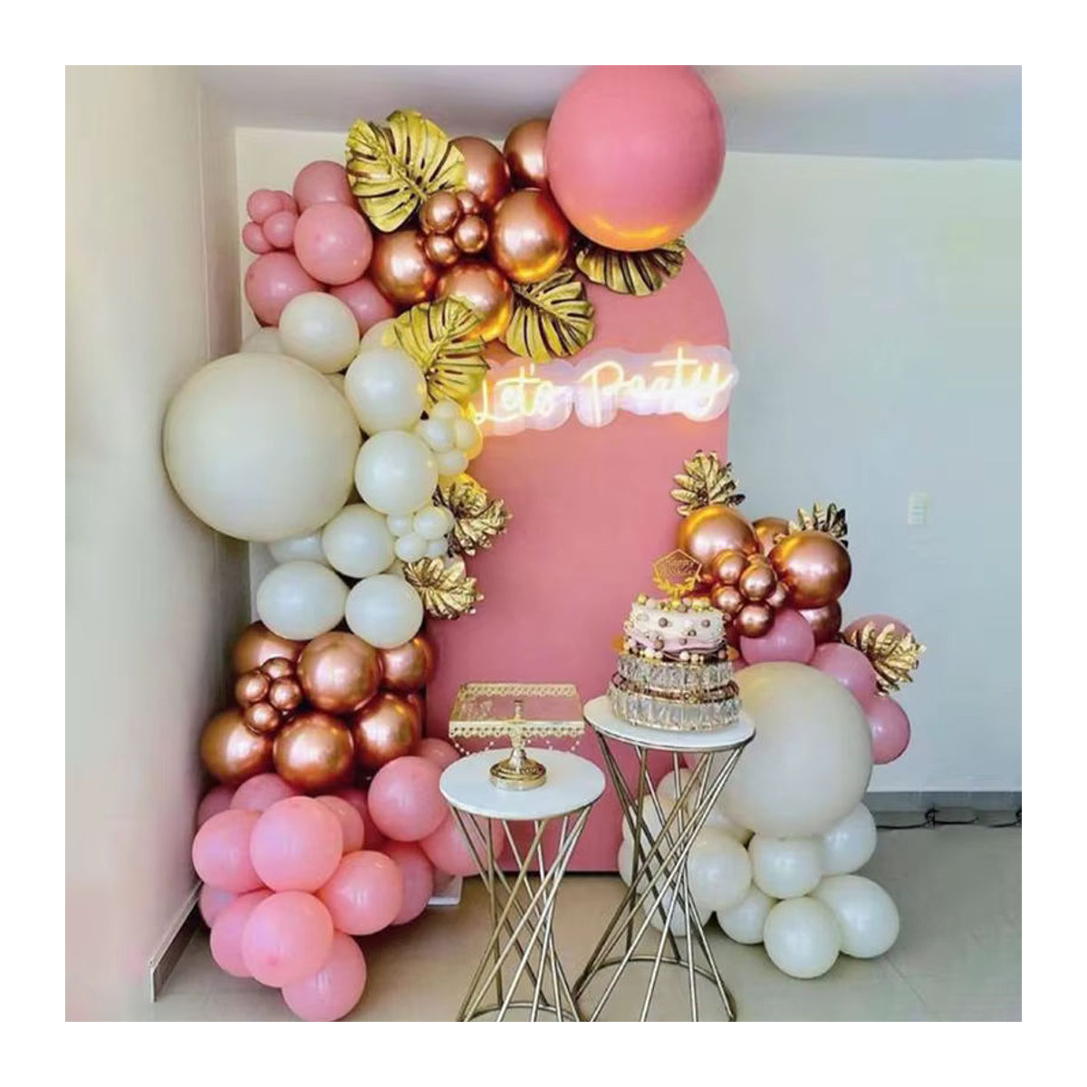 Cyuan Ballonbogen Girlande Set in Rosa, Gold, Weiß und Metallic Magenta für deine Geburtstagsdekoration - Bild 2