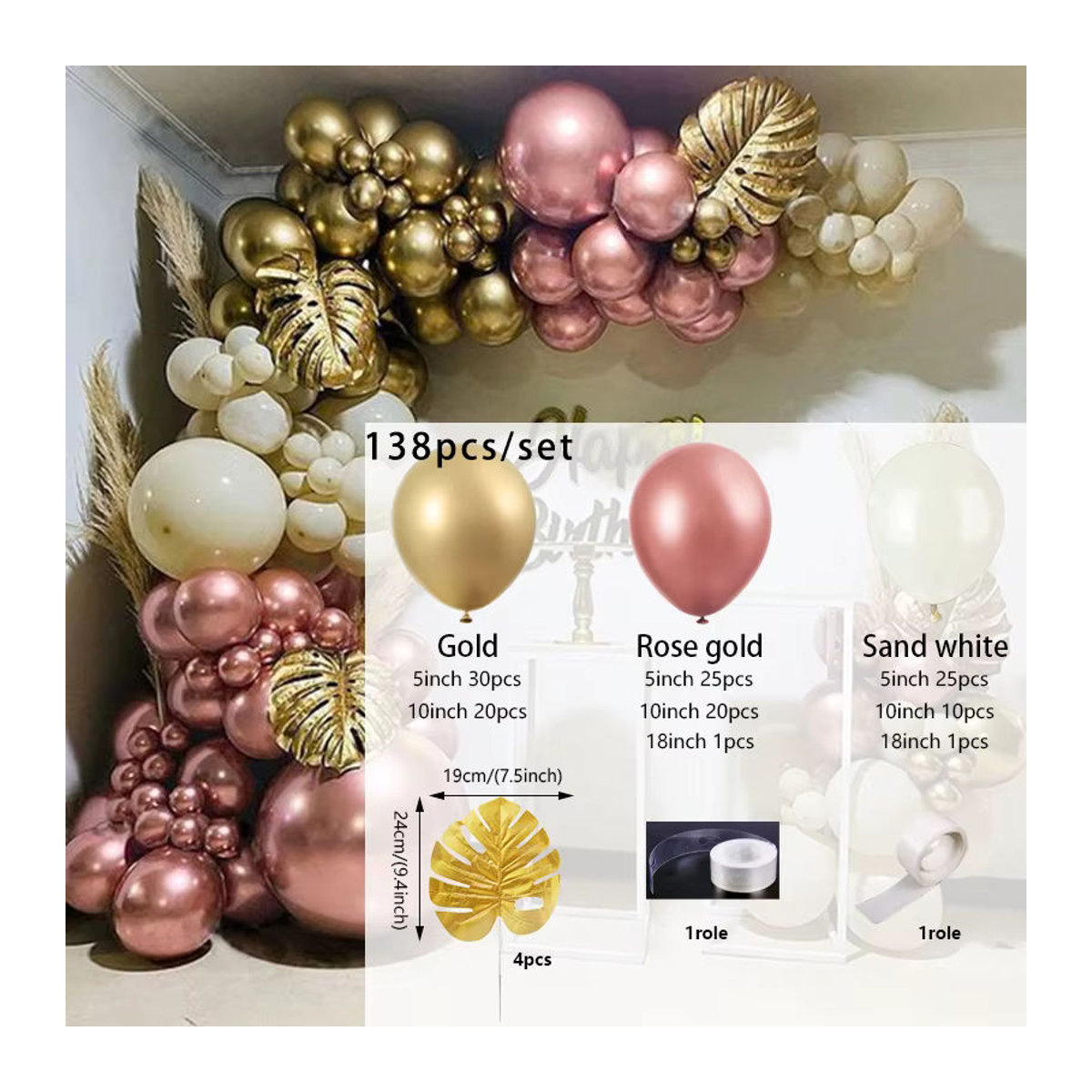 Cyuan Ballonbogen Girlande Set in Rosa, Gold, Weiß und Metallic Magenta für deine Geburtstagsdekoration - Bild 4