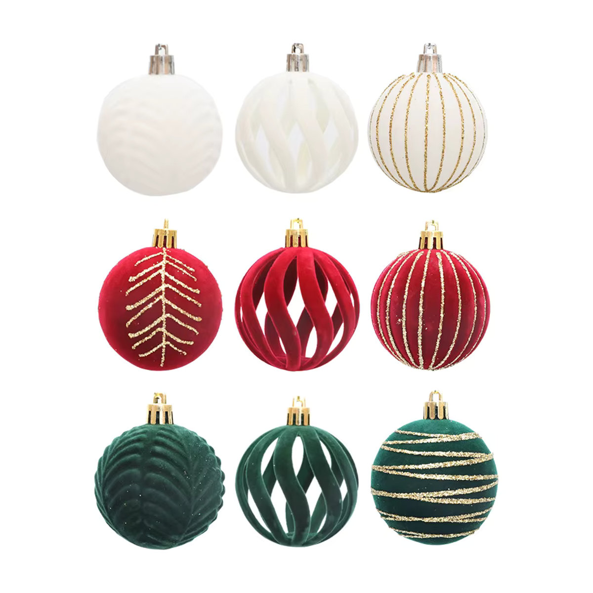 Cyuan Bruchsichere Weihnachtskugeln aus Textil in Rot, Grün und Weiß, Durchmesser: 6 cm - Bild 4