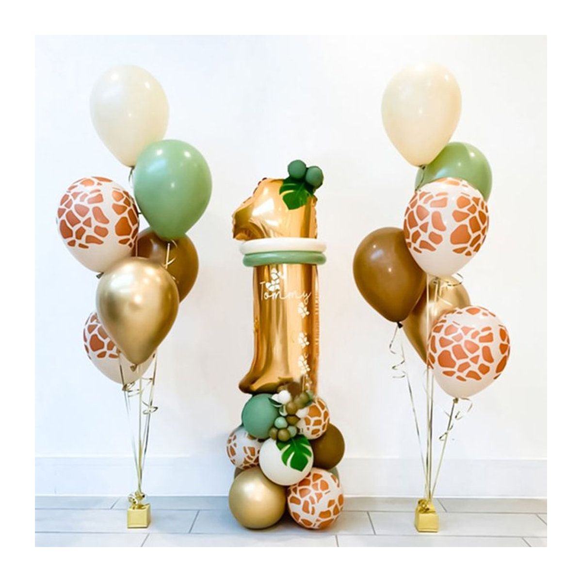 Cyuan Dschungel Safari Tier Ballons Set mit Zahlen für Kindergeburtstag, 29-teiliges Set in Grün und Mehrfarbig mit Tierprint - Bild 1