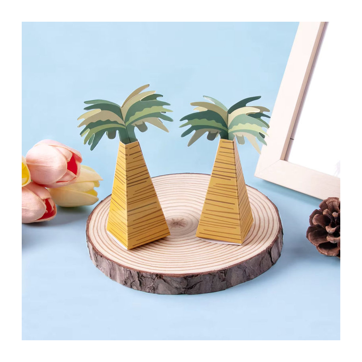 Cyuan Mini-Kokosnuss-Palmen aus Papier als Geschenkverpackung für Pralinenschachteln, mehrfarbig, 10 Stück - Bild 3
