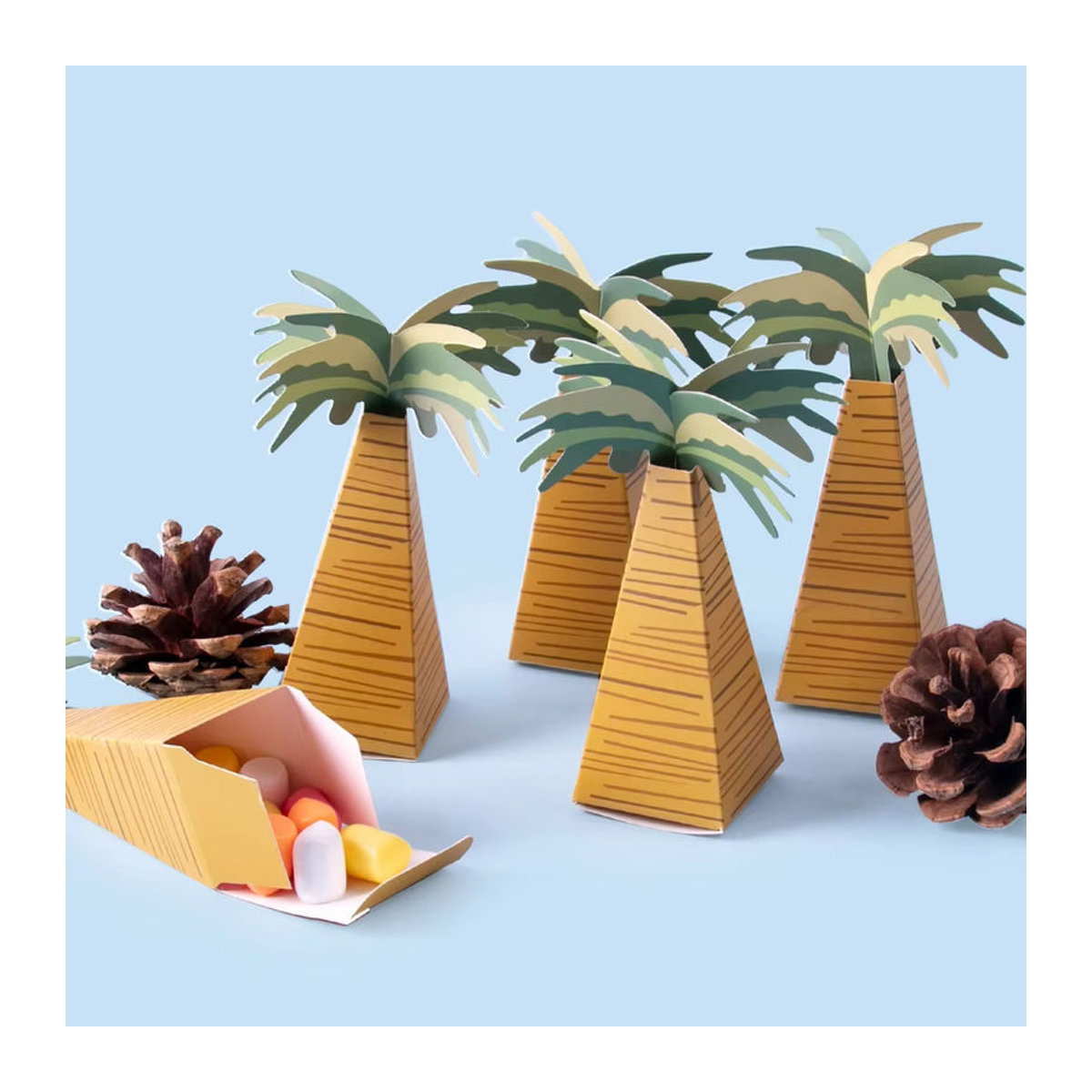 Cyuan Mini-Kokosnuss-Palmen aus Papier als Geschenkverpackung für Pralinenschachteln, mehrfarbig, 10 Stück - Bild 5