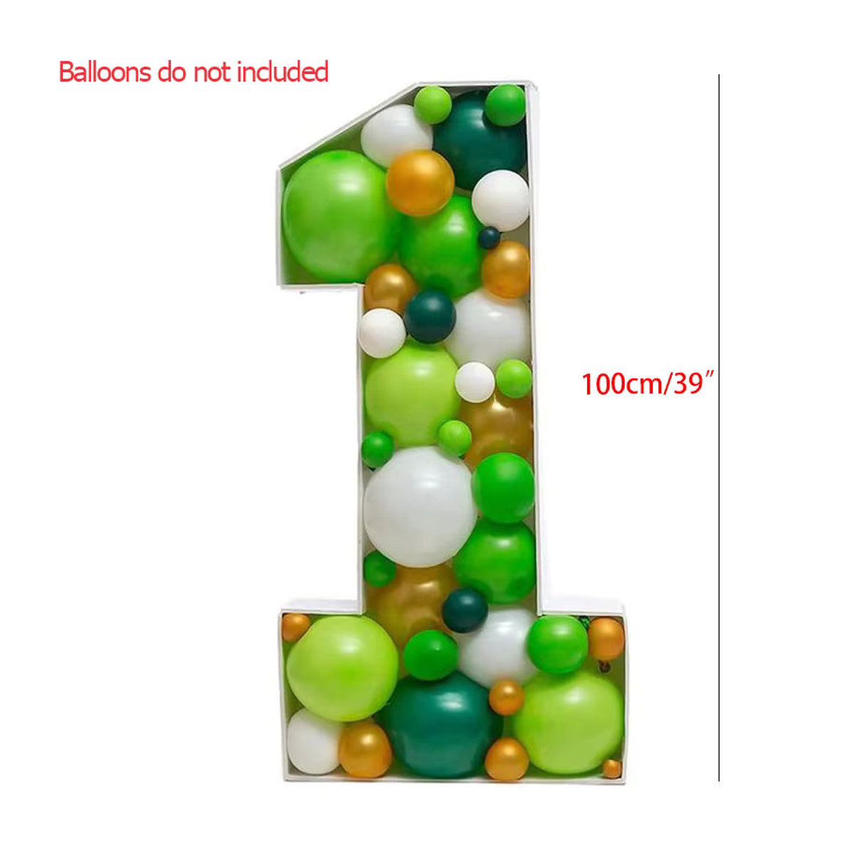 Cyuan Mosaik Ballon Rahmen Nummer 100 cm aus Kunststoff für DIY Dekoration, Weiß - Bild 1