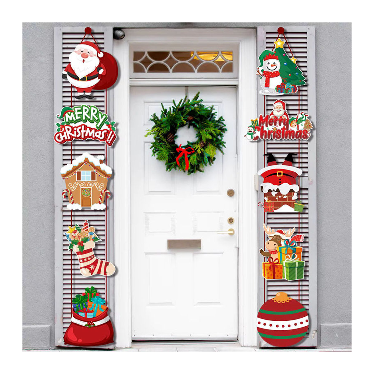 Cyuan Weihnachts Türanhänger mit Weihnachtsmann und Schneemann aus Kunststoff, mehrfarbig - Bild 2