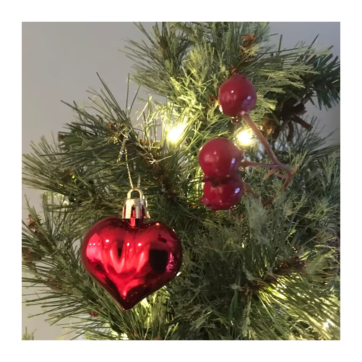 CYZIWEIN 12er Set Herz-Hängeornamente aus Glas und Kunststoff in Gold und Rot für Valentinstag, Hochzeit und Weihnachten - Bild 3